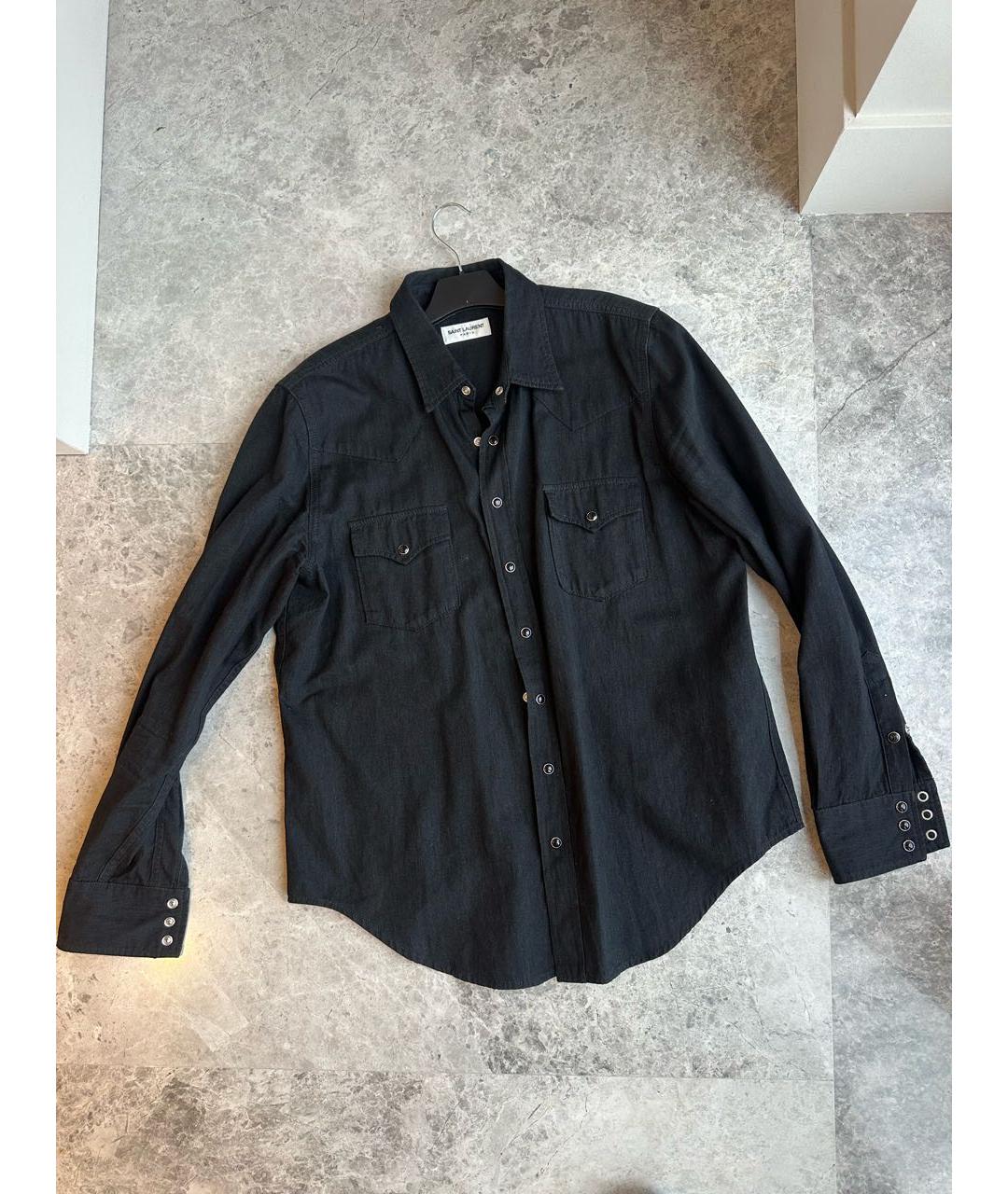 SAINT LAURENT Черная хлопковая кэжуал рубашка, фото 7