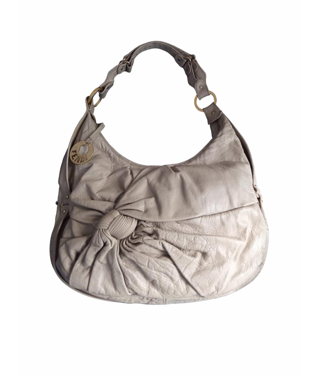 FENDI Бежевая кожаная сумка через плечо, фото 1