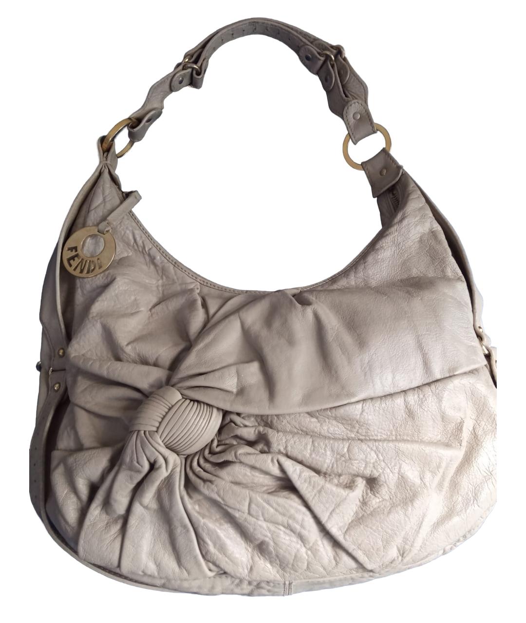 FENDI Бежевая кожаная сумка через плечо, фото 7