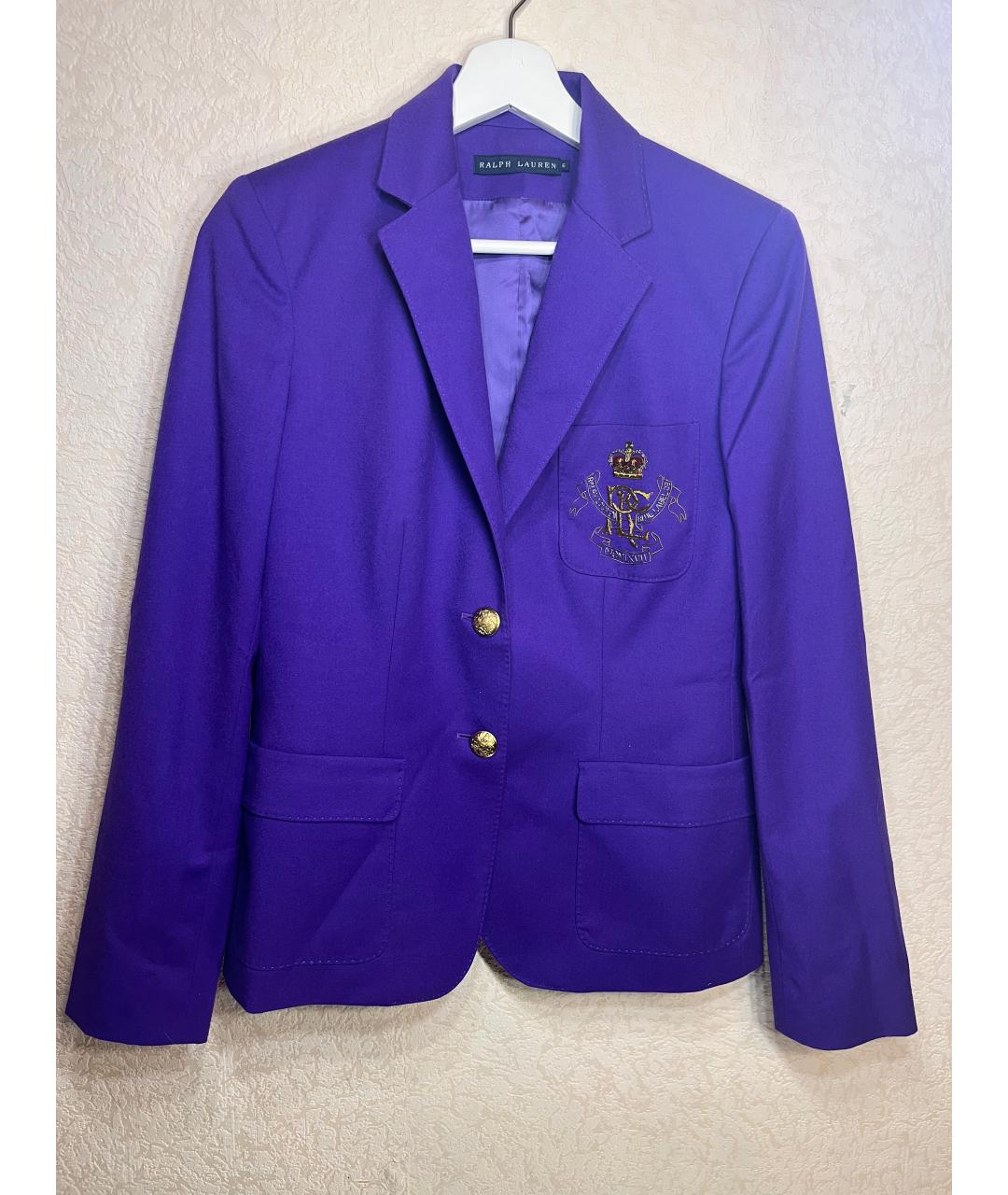 RALPH LAUREN Фиолетовый шерстяной жакет/пиджак, фото 7