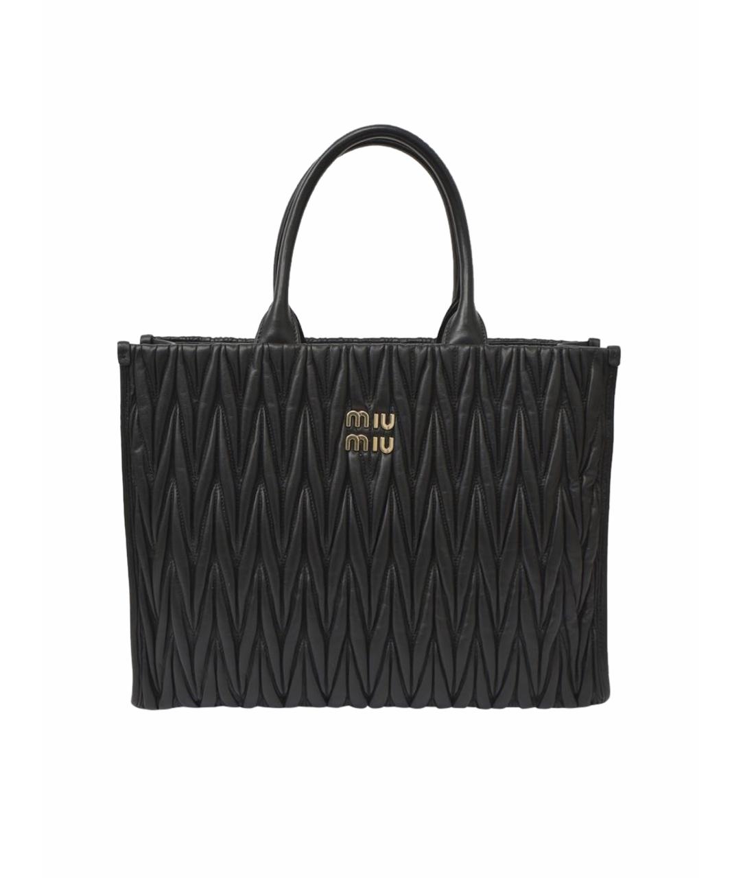 MIU MIU Черная кожаная сумка тоут, фото 1