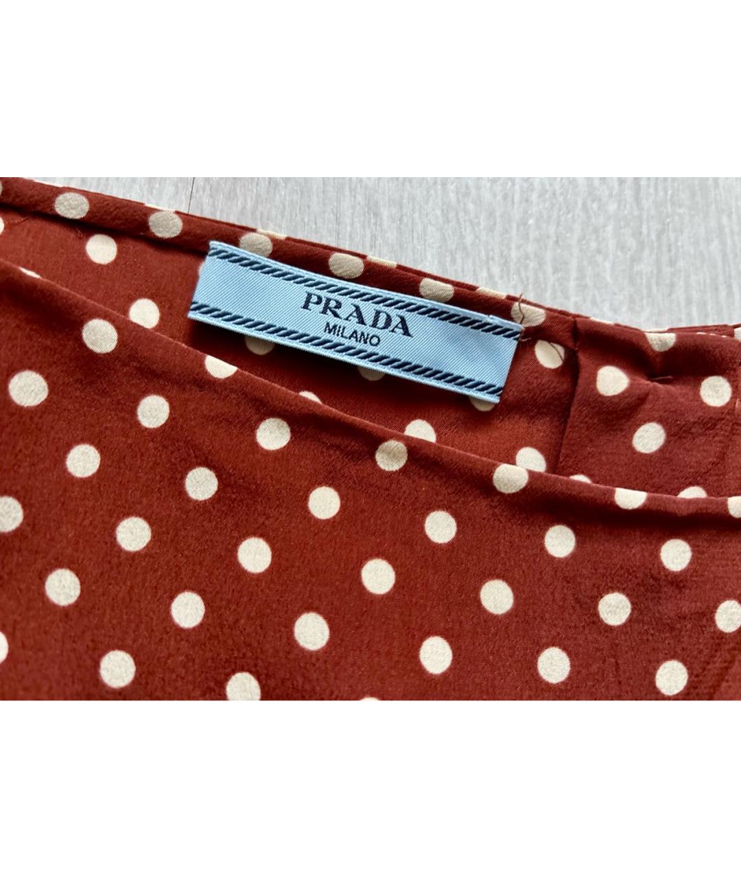 PRADA Коричневая шелковая блузы, фото 3