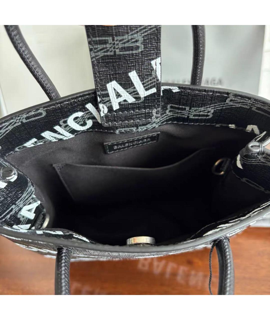 BALENCIAGA Черная кожаная сумка через плечо, фото 4