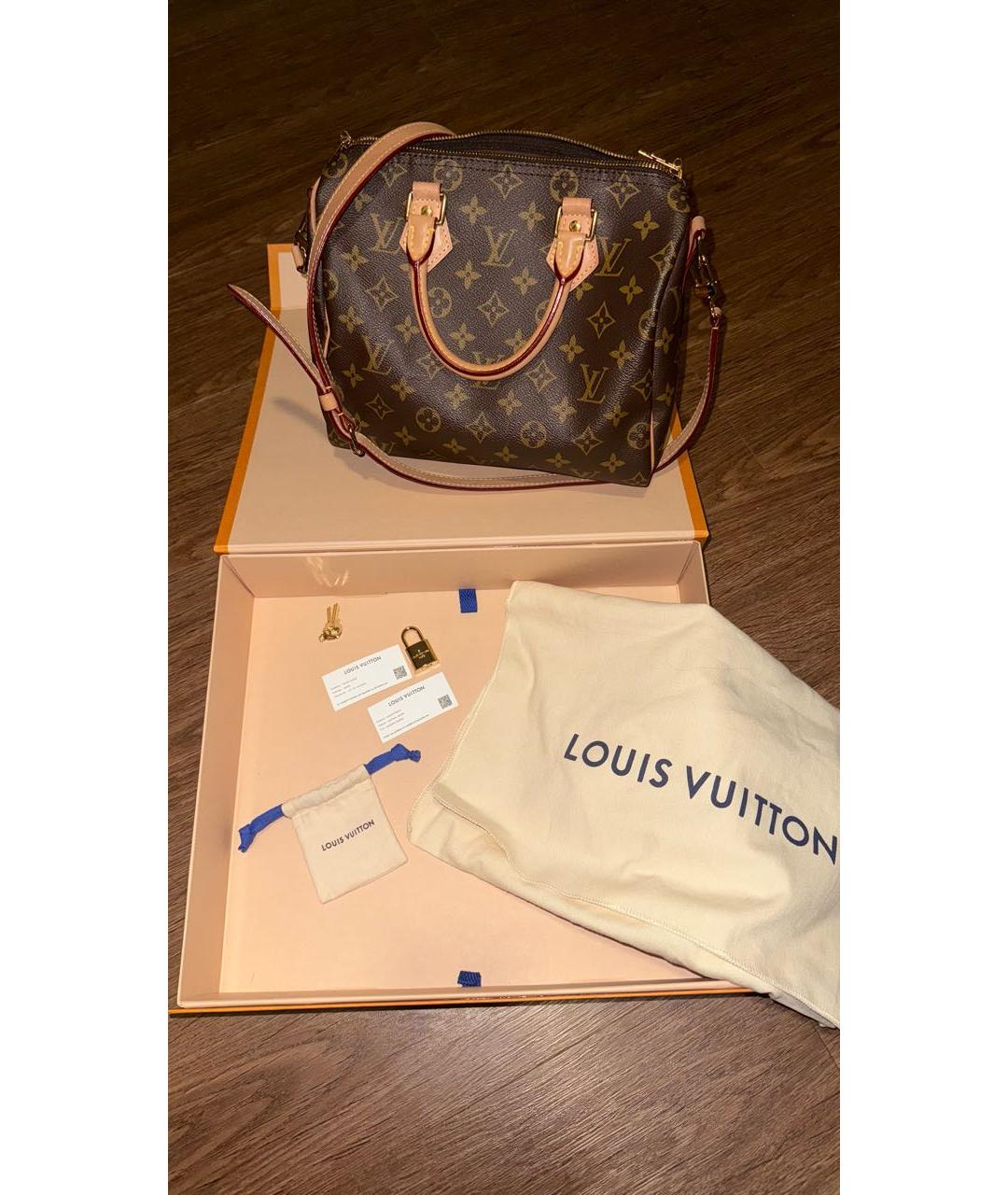 LOUIS VUITTON Коричневая кожаная сумка через плечо, фото 7