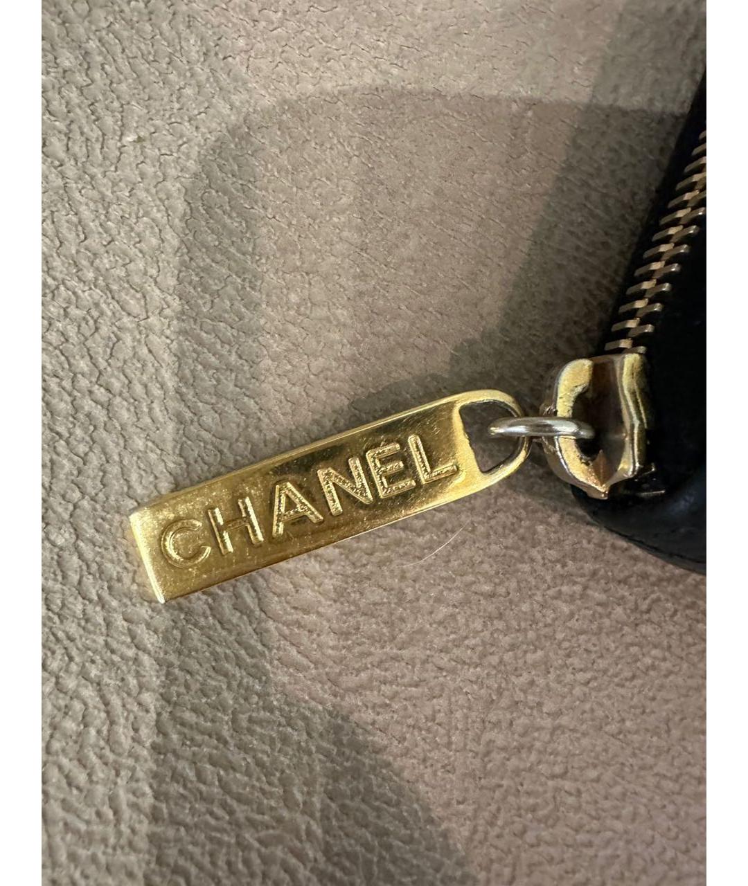 CHANEL Черный кожаный кошелек, фото 4