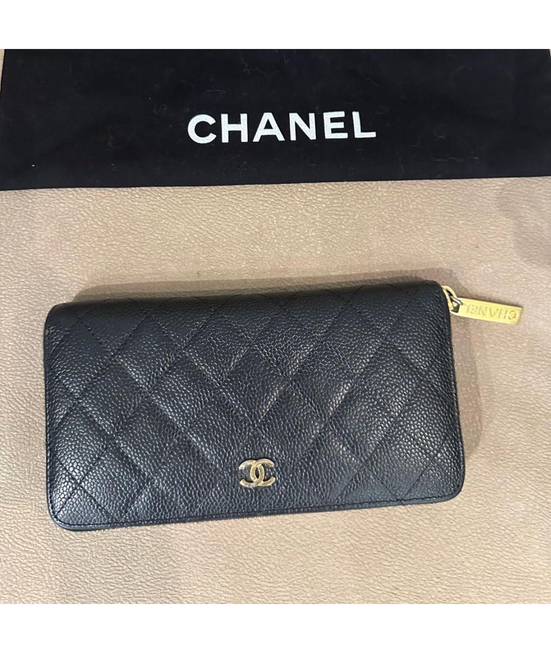 CHANEL Черный кожаный кошелек, фото 9