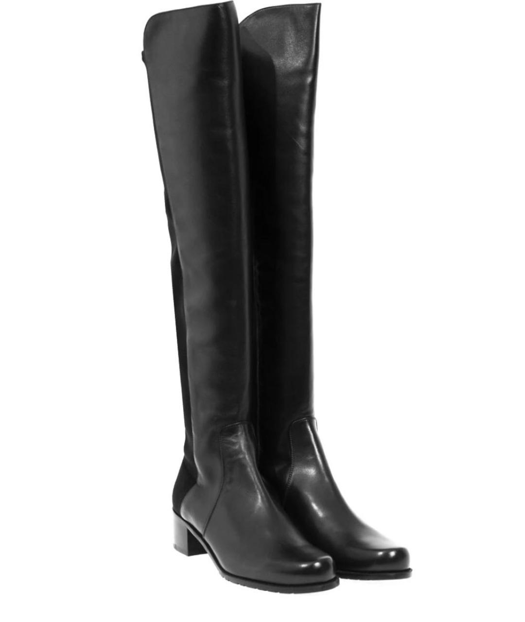 STUART WEITZMAN Черные кожаные ботфорты, фото 2
