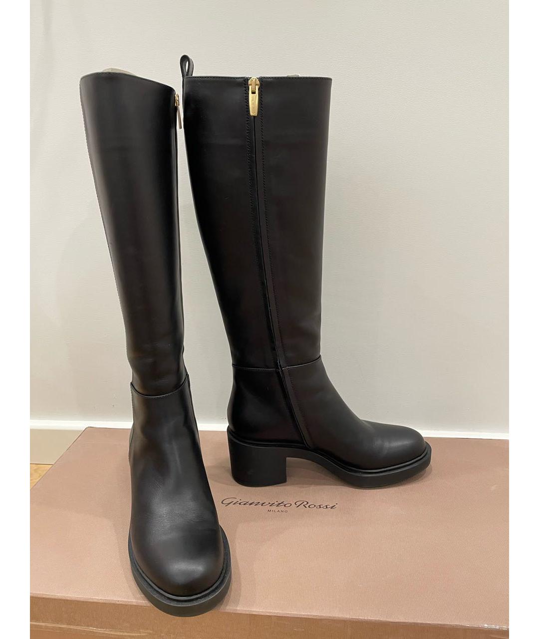 GIANVITO ROSSI Черные кожаные сапоги, фото 3