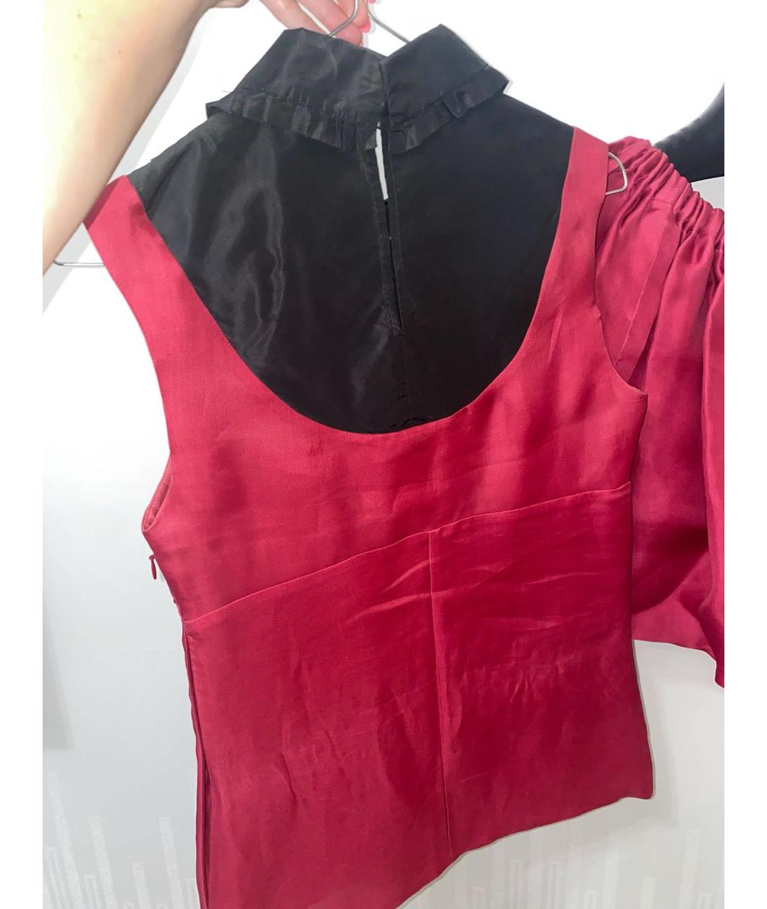 MIU MIU Бордовый шелковый костюм с юбками, фото 8