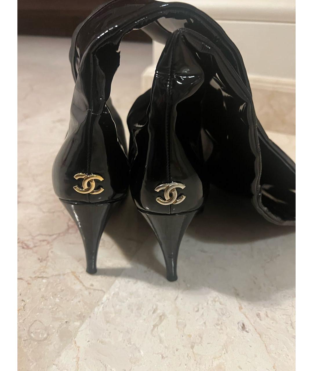 CHANEL Черные кожаные ботфорты, фото 4