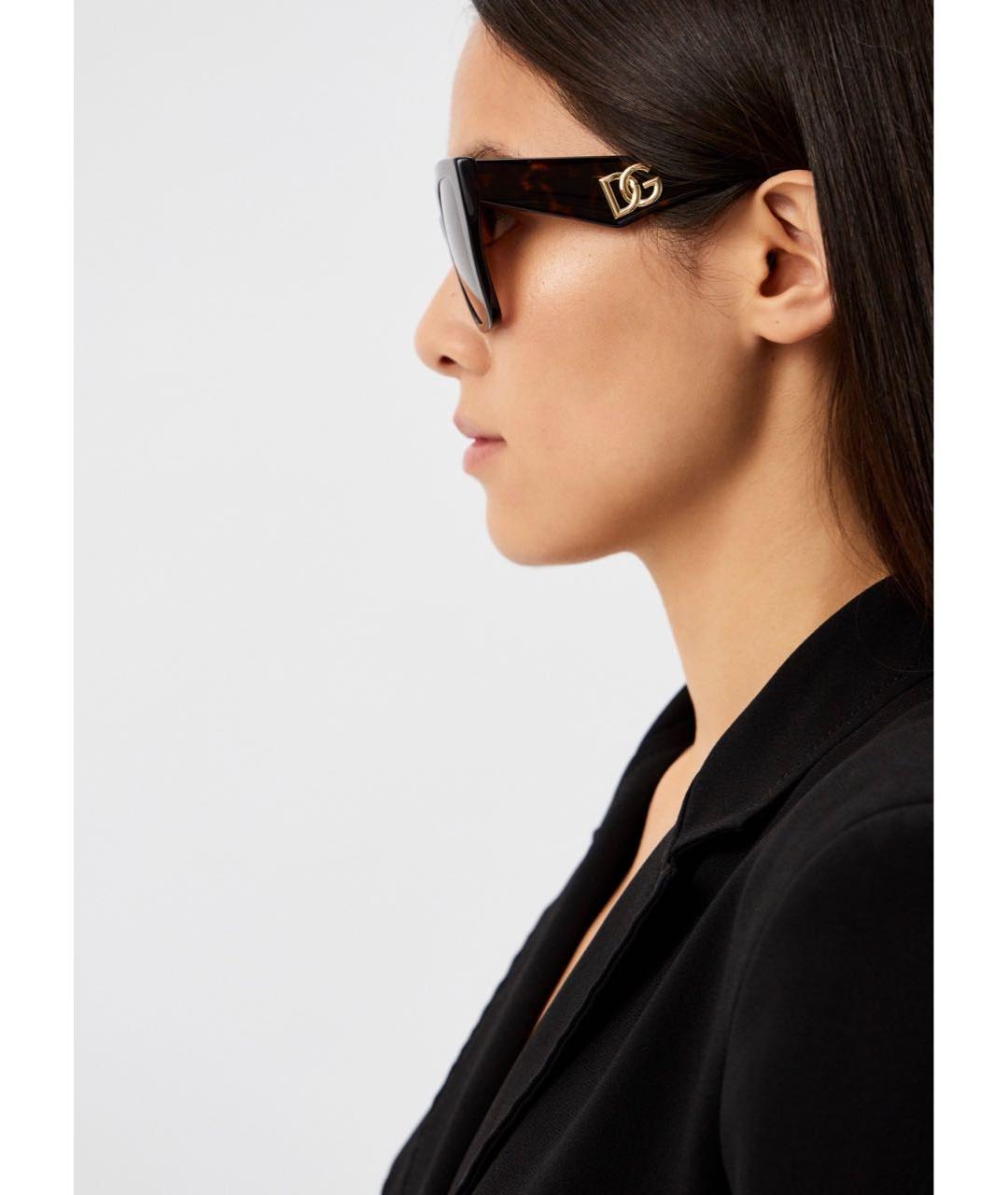 DOLCE&GABBANA Коричневые пластиковые солнцезащитные очки, фото 2