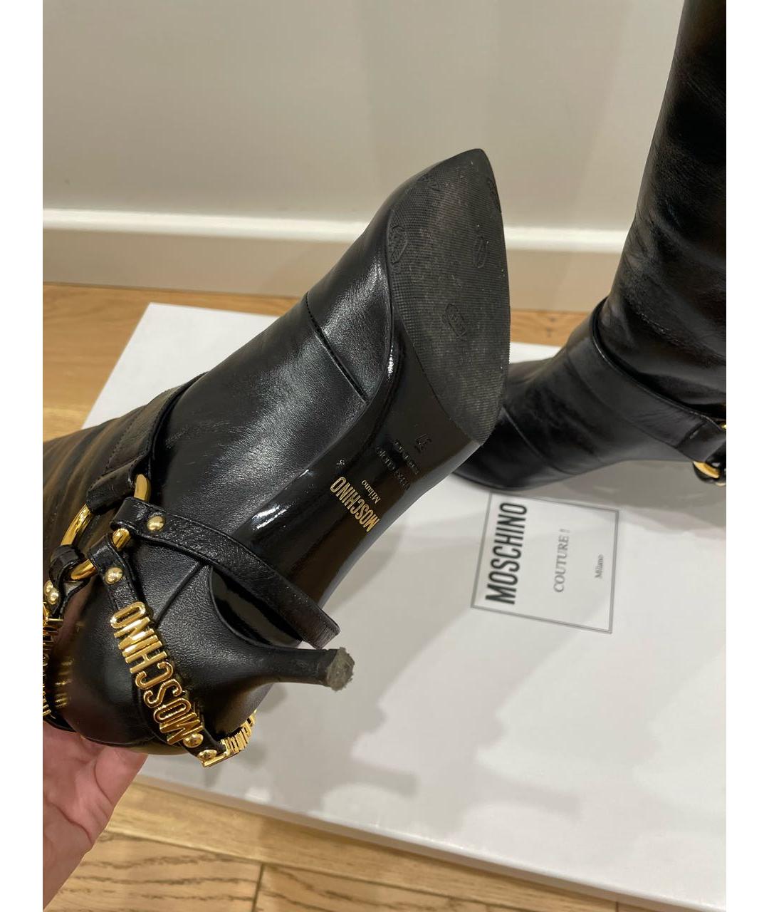 MOSCHINO Черные кожаные сапоги, фото 8