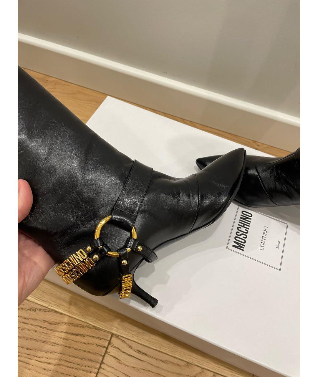 MOSCHINO Черные кожаные сапоги, фото 3