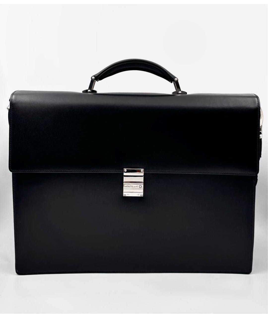 MONTBLANC Черный кожаный портфель, фото 6
