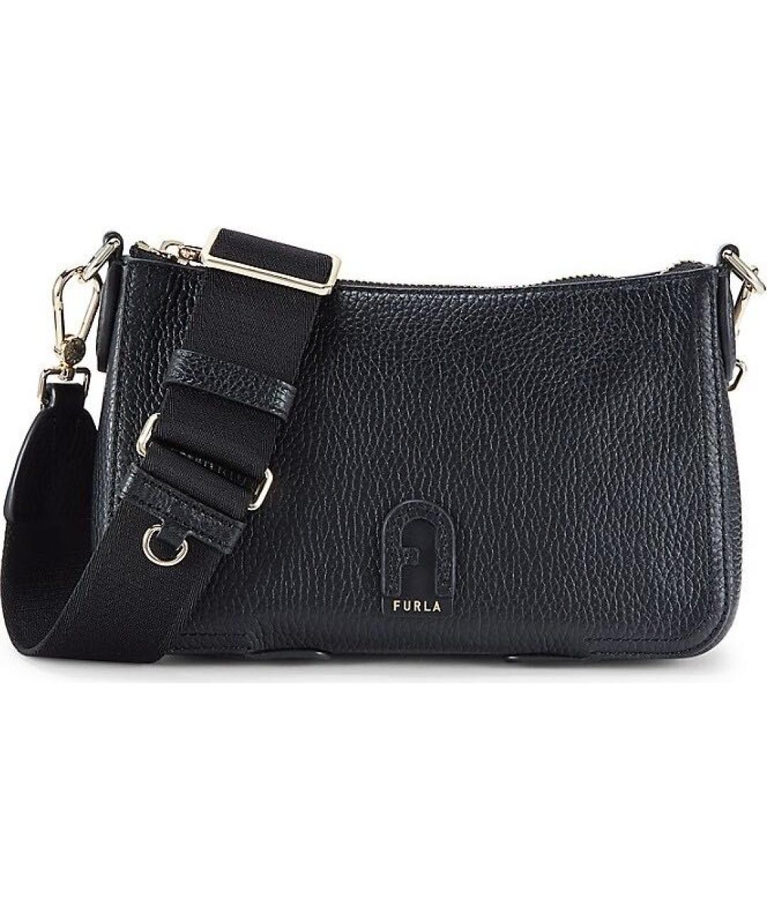 FURLA Черная кожаная сумка через плечо, фото 4