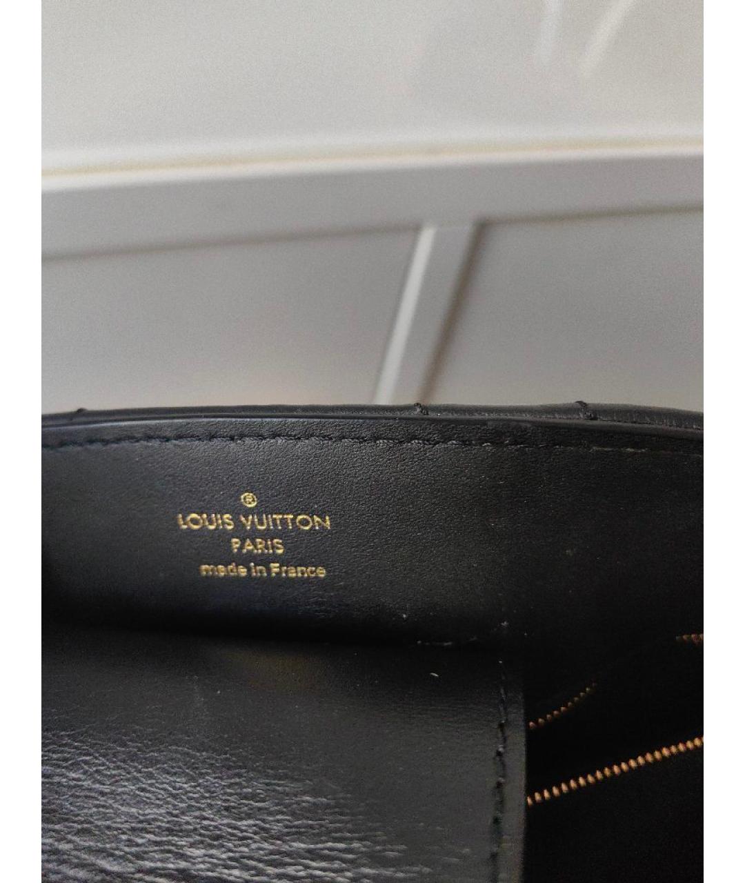 LOUIS VUITTON Черная кожаная сумка тоут, фото 7