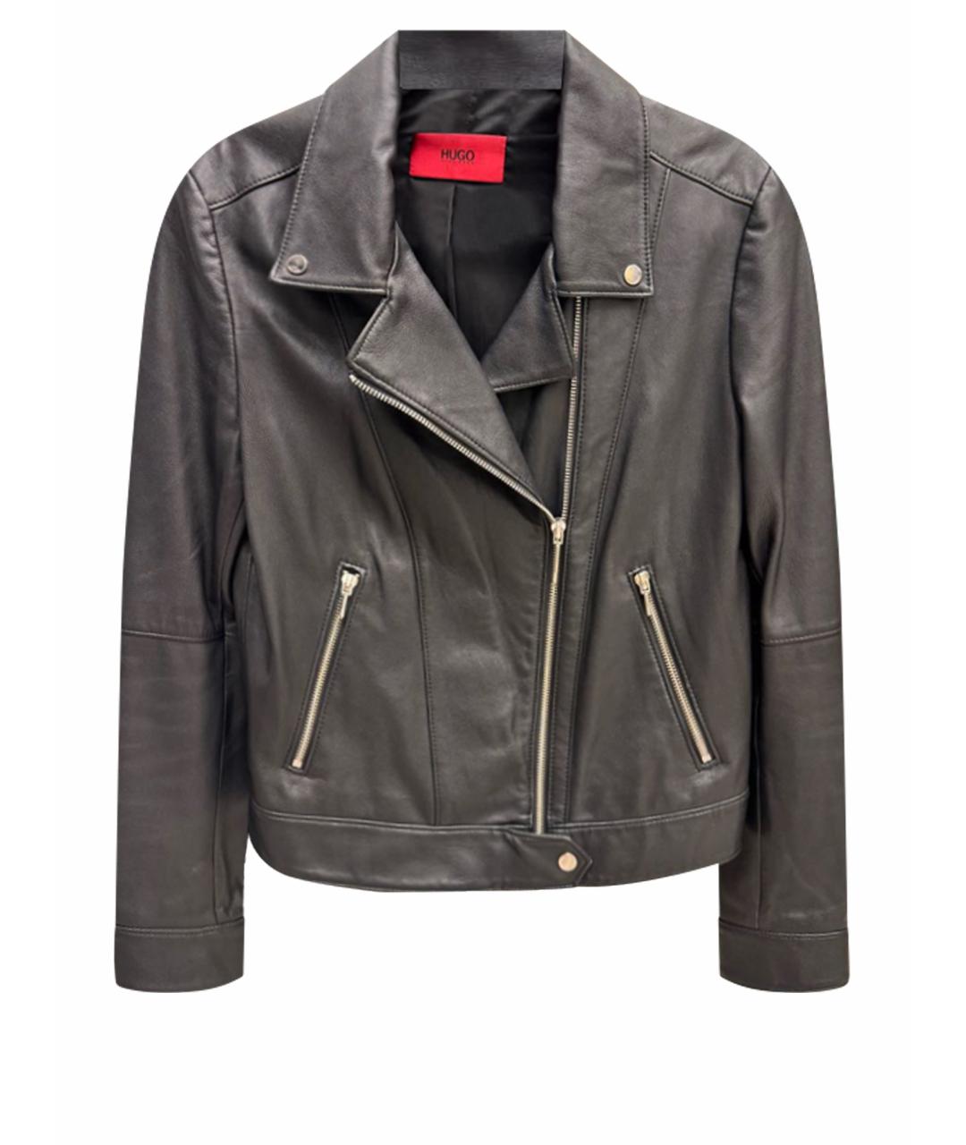 HUGO Черная кожаная куртка, фото 1
