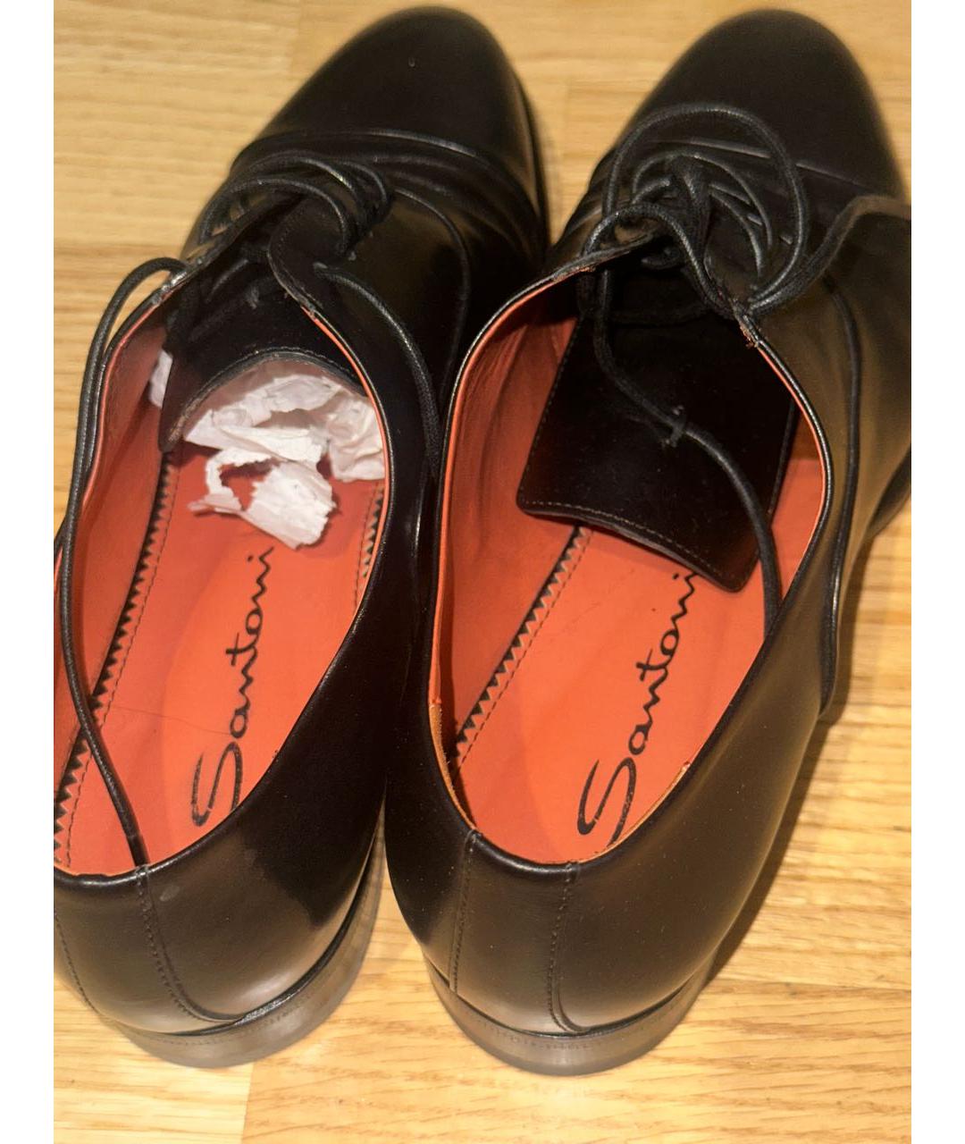SANTONI Черные кожаные брогги и оксфорды, фото 3