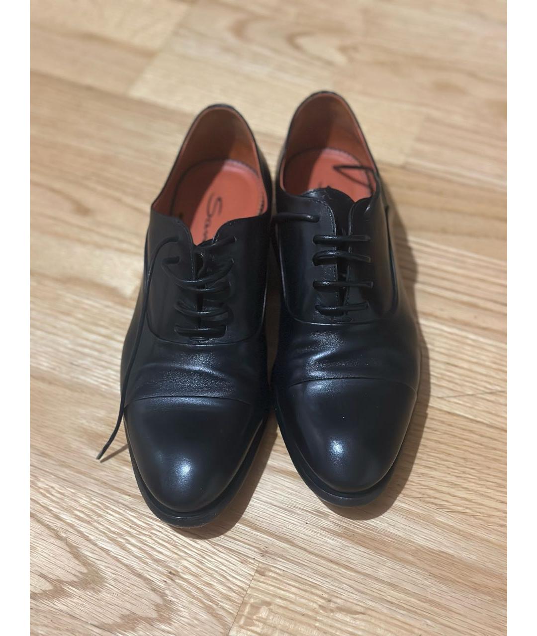 SANTONI Черные кожаные брогги и оксфорды, фото 2