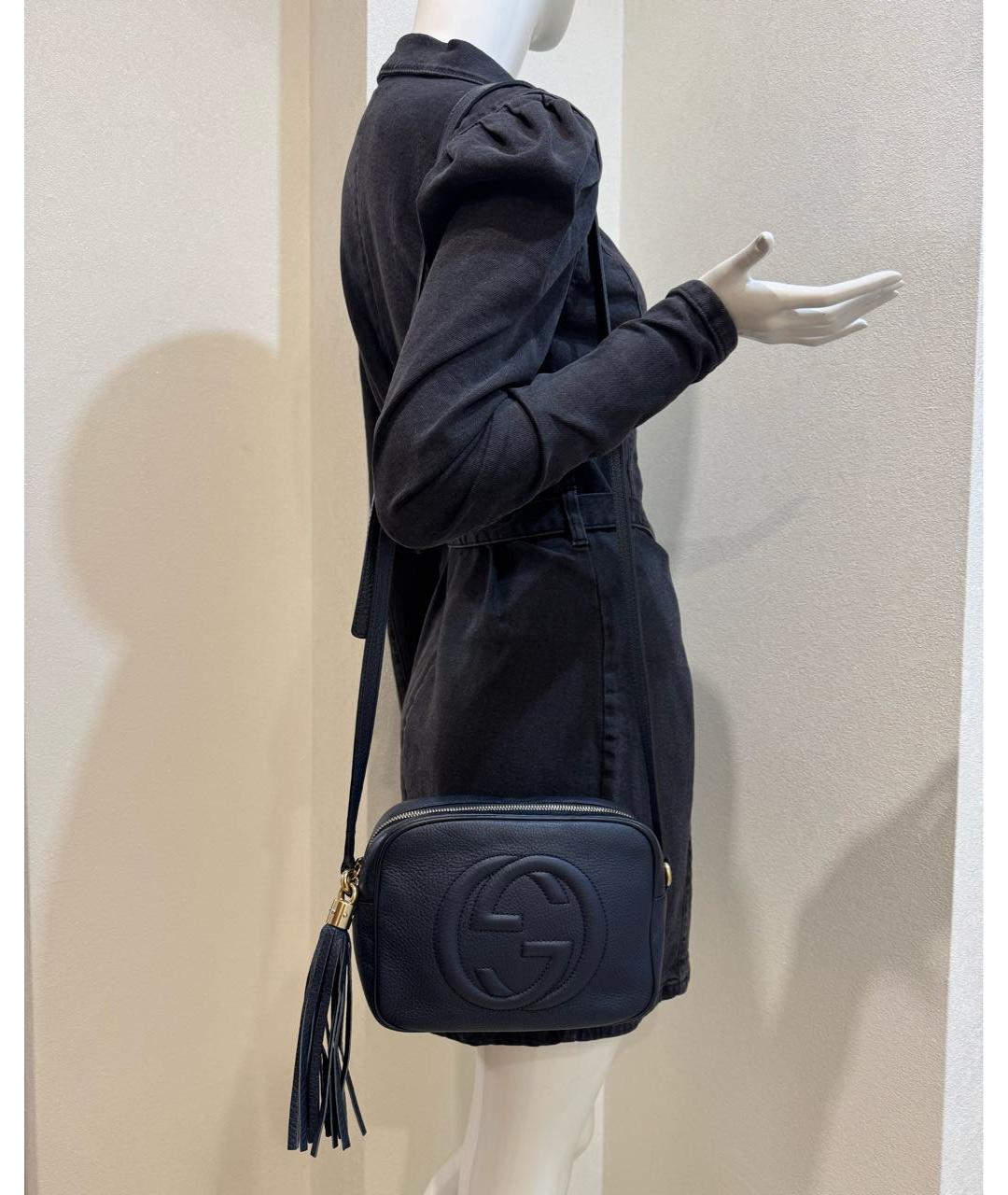 LOUIS VUITTON Темно-синяя кожаная сумка через плечо, фото 3
