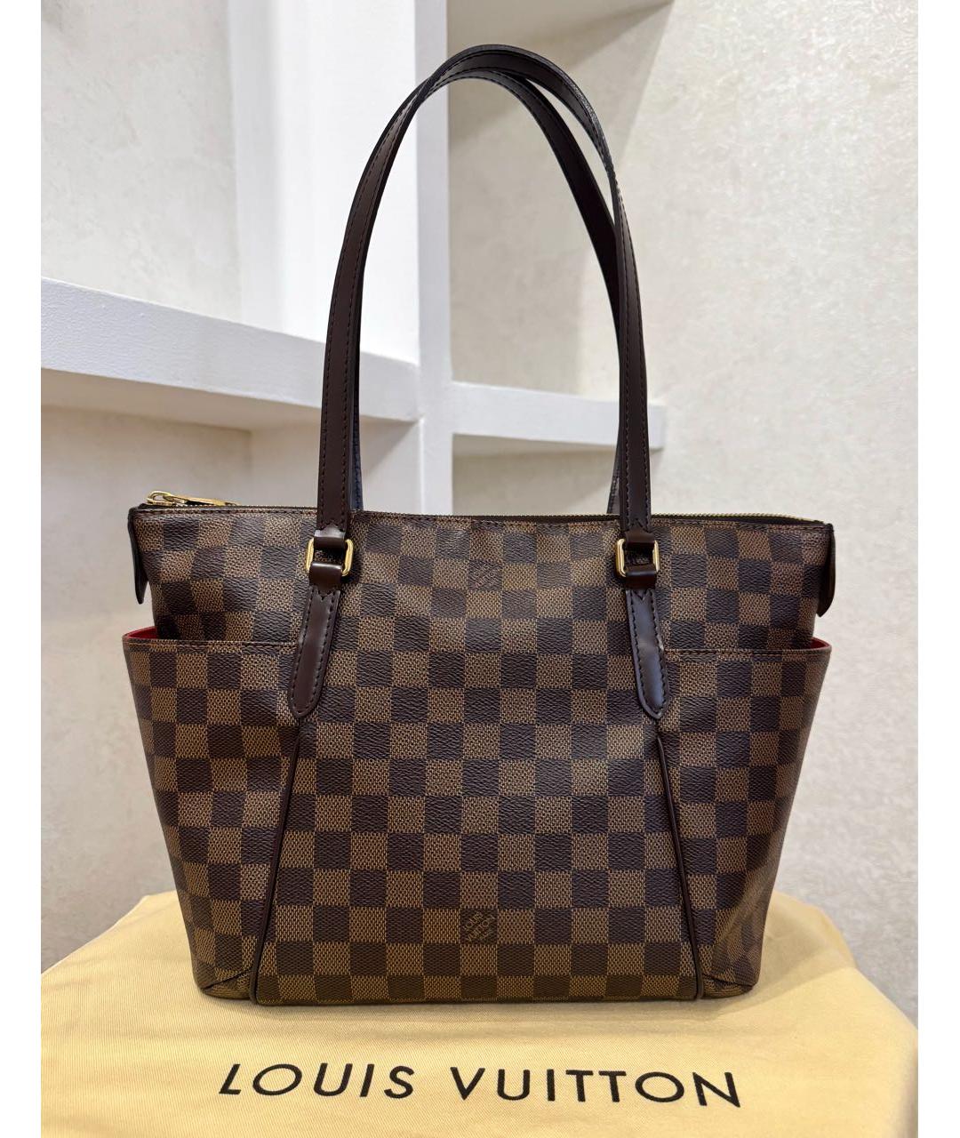 LOUIS VUITTON Коричневая кожаная сумка тоут, фото 5