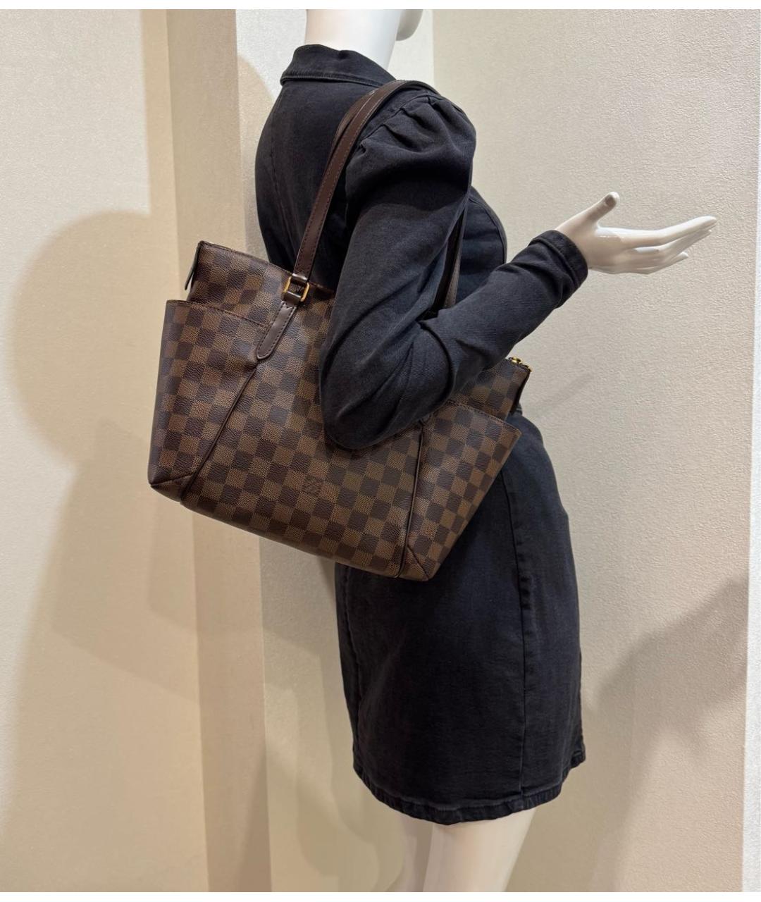 LOUIS VUITTON Коричневая кожаная сумка тоут, фото 4
