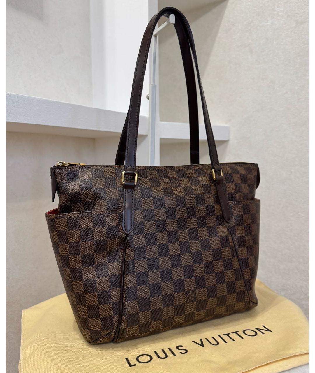 LOUIS VUITTON Коричневая кожаная сумка тоут, фото 6