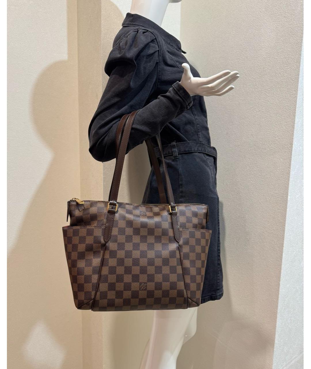 LOUIS VUITTON Коричневая кожаная сумка тоут, фото 3