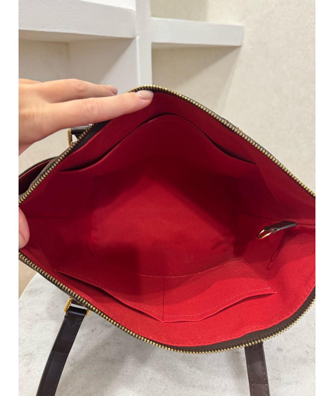LOUIS VUITTON Коричневая кожаная сумка тоут, фото 7