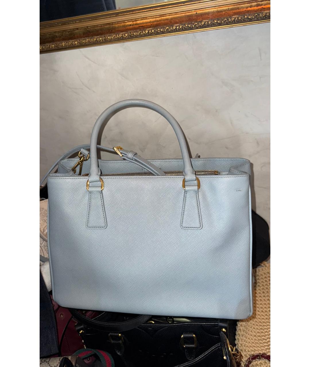 PRADA Голубая кожаная сумка тоут, фото 3