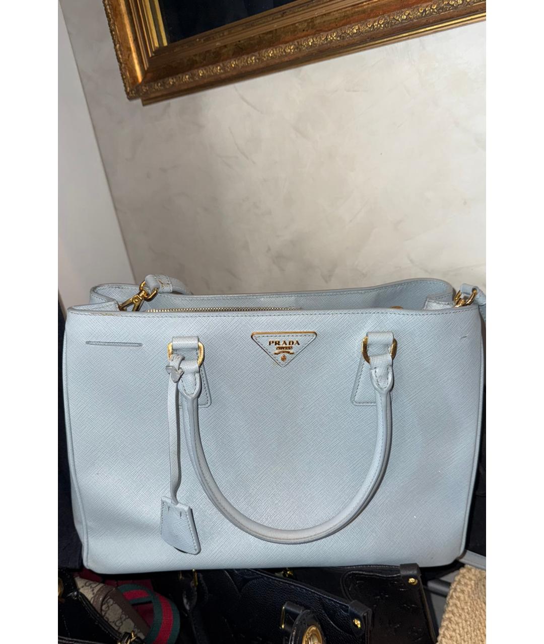 PRADA Голубая кожаная сумка тоут, фото 4