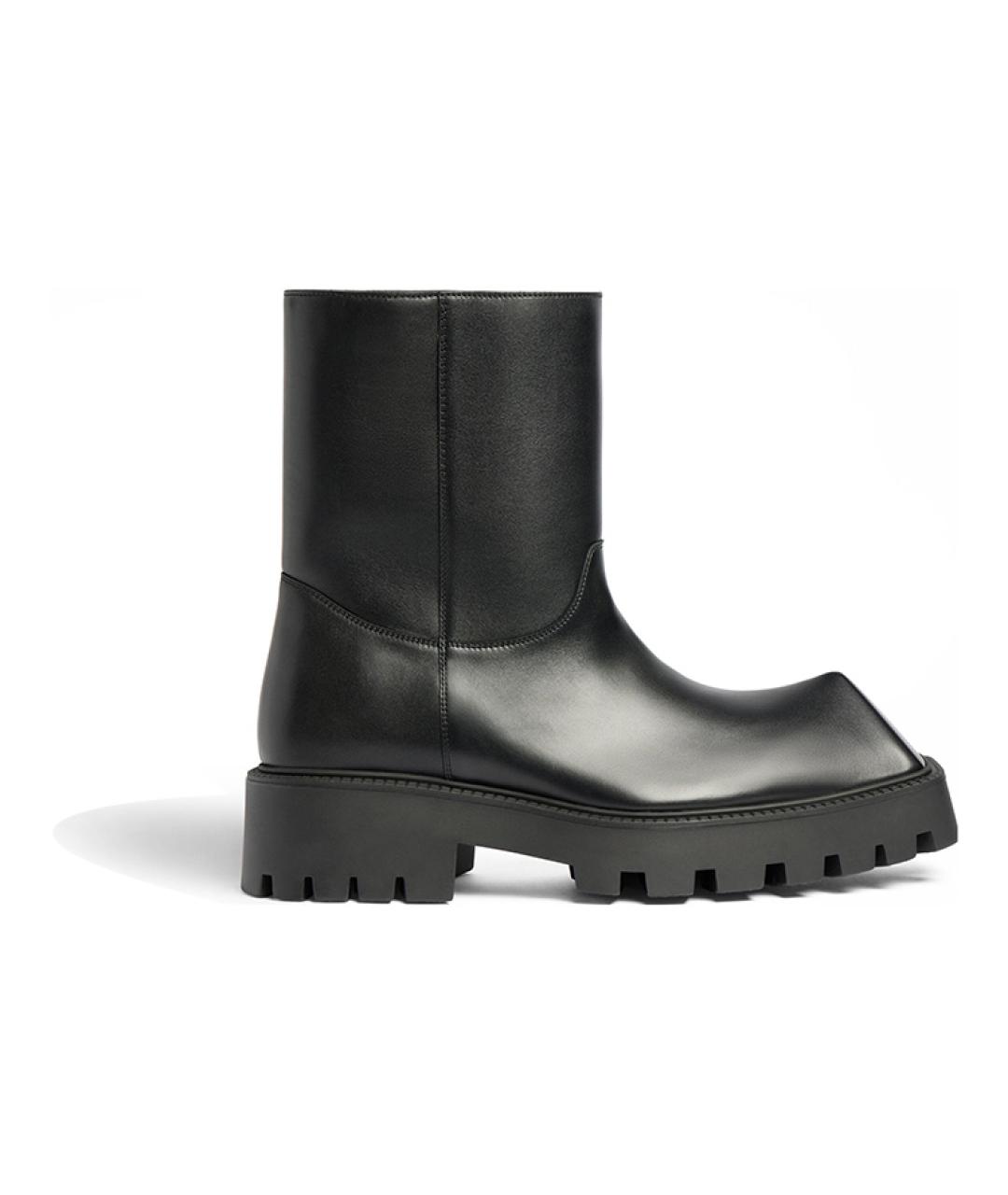 BALENCIAGA Черные кожаные высокие ботинки, фото 1