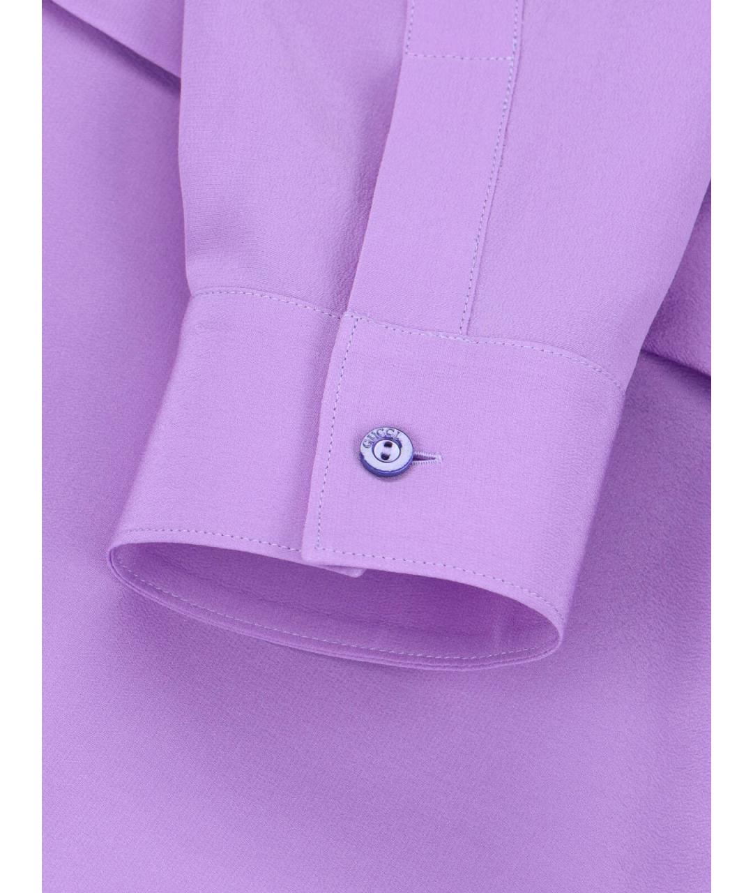 GUCCI Фиолетовая шелковая рубашка, фото 4
