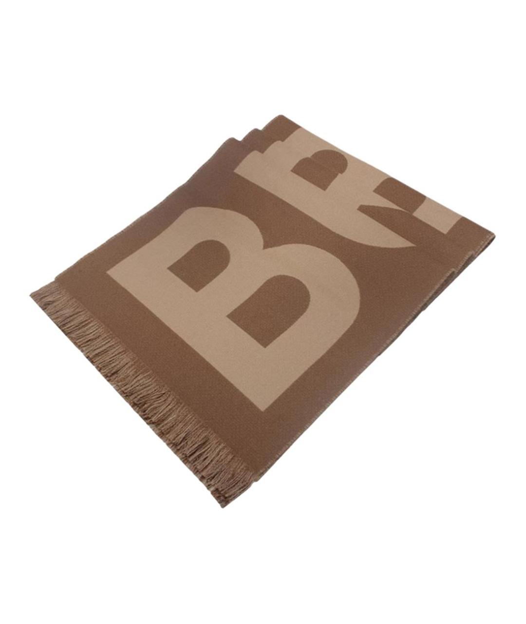 BURBERRY Коричневый шерстяной шарф, фото 3