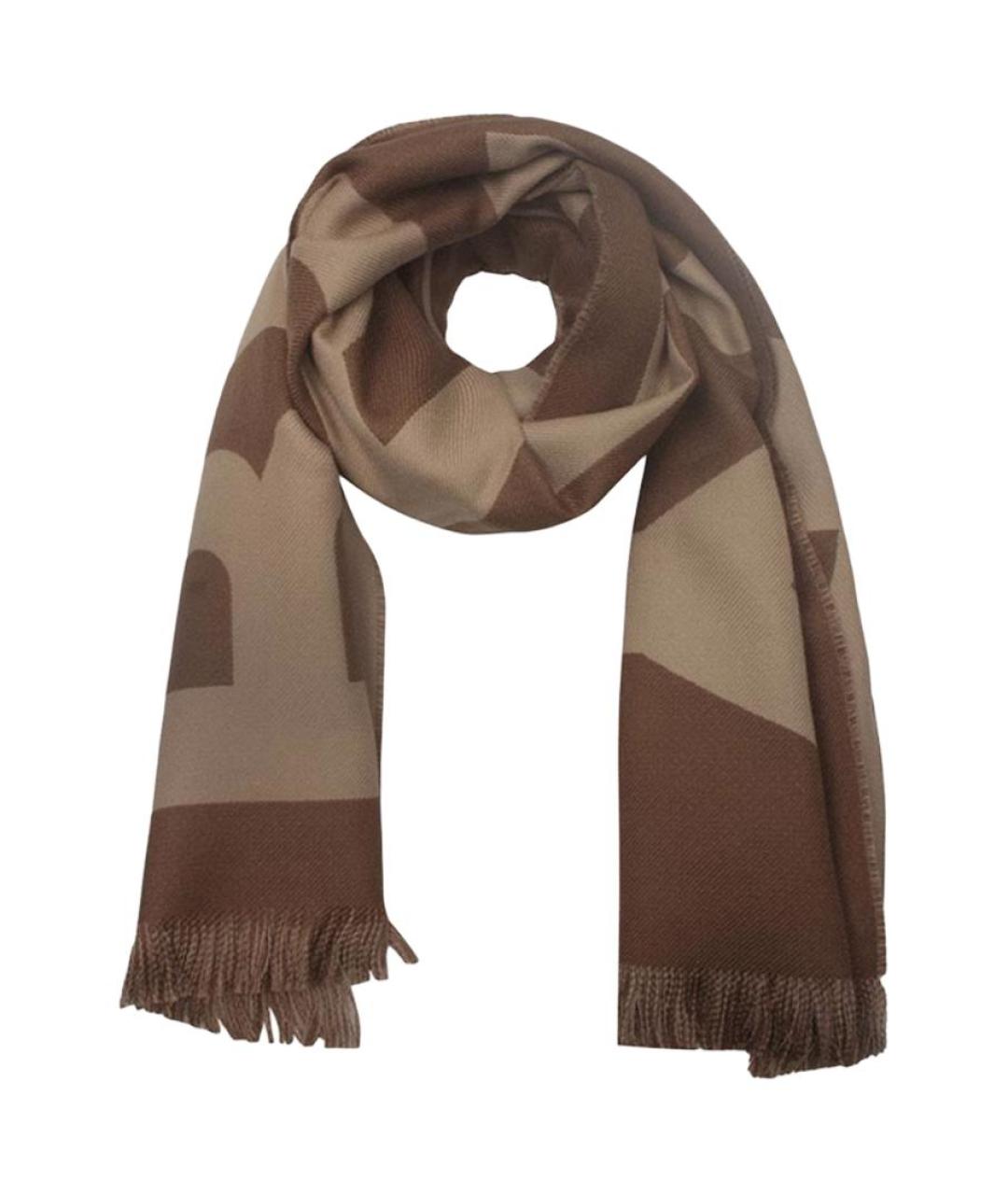 BURBERRY Коричневый шерстяной шарф, фото 1