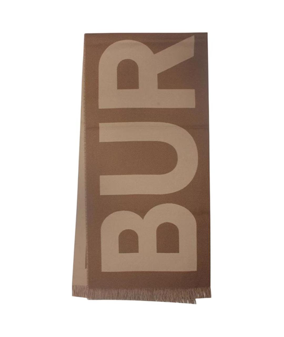 BURBERRY Коричневый шерстяной шарф, фото 2