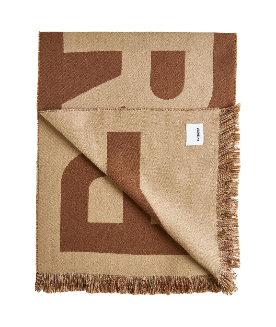 BURBERRY Бежевый шерстяной шарф, фото 2