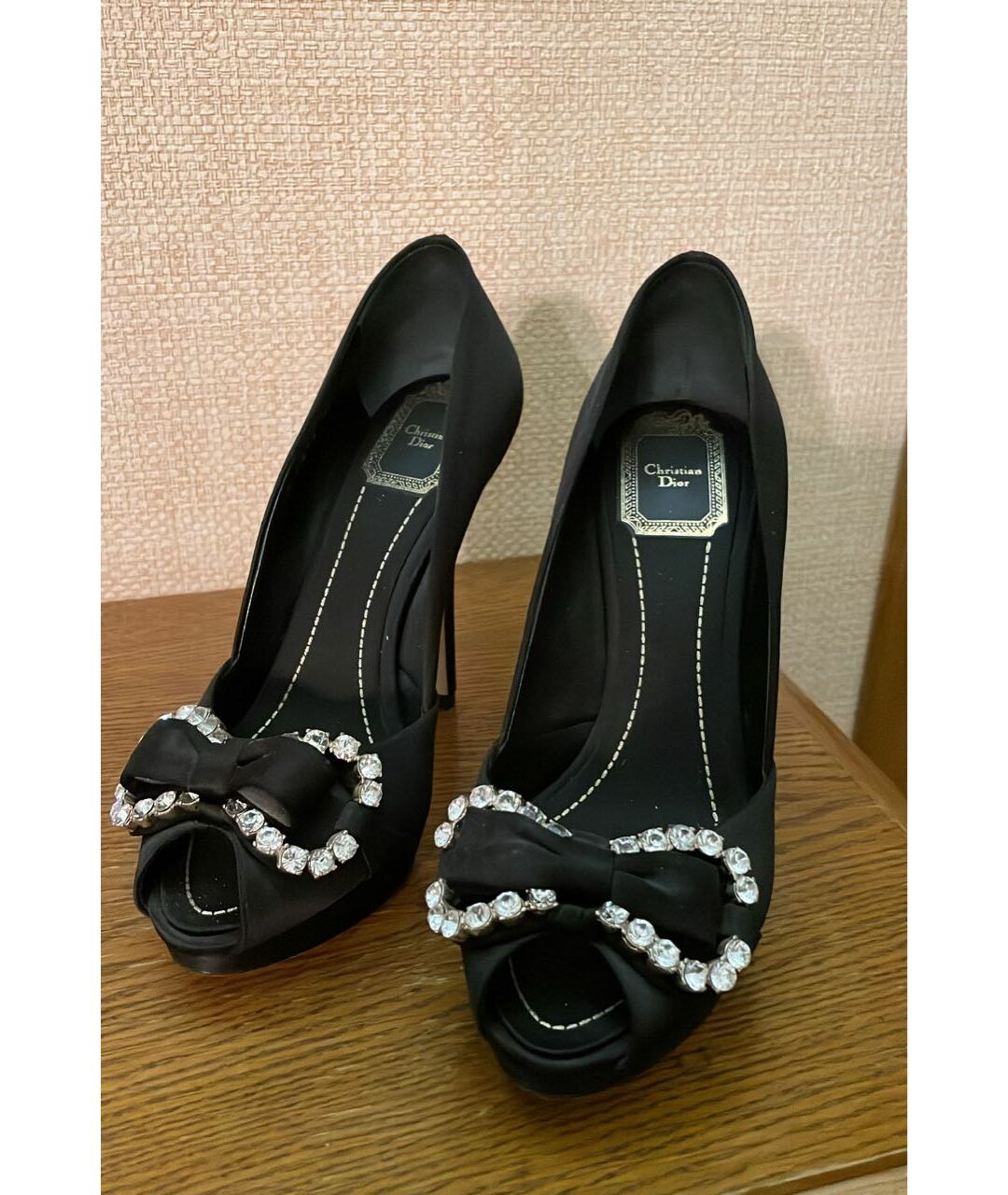 CHRISTIAN DIOR Черные текстильные босоножки, фото 2