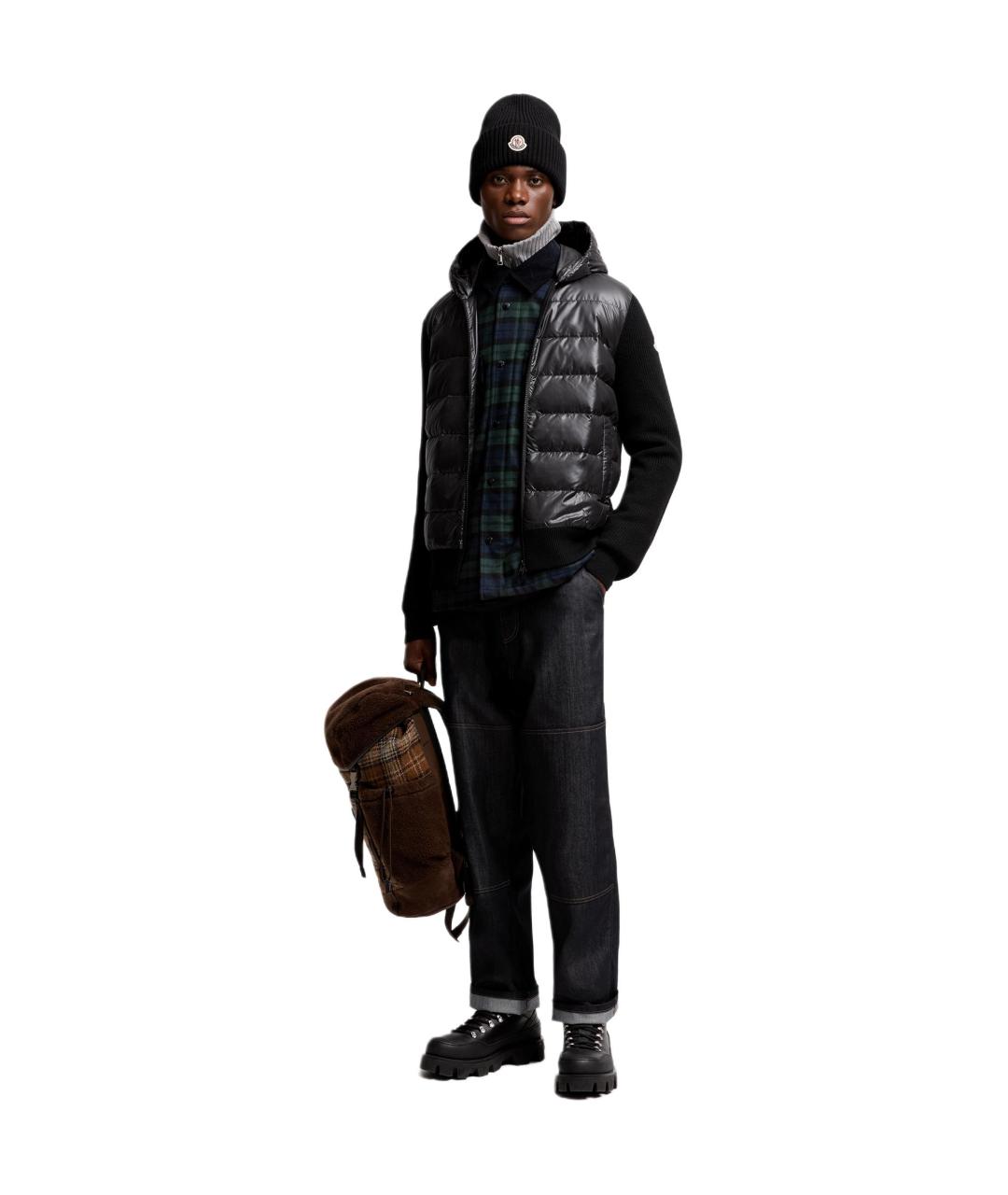 MONCLER Черный пуховик, фото 2