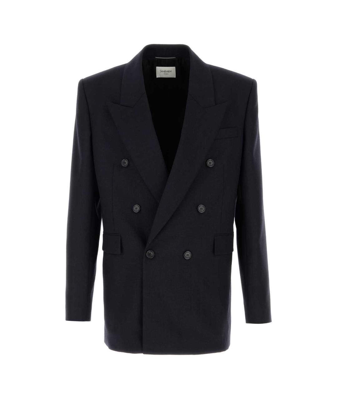 SAINT LAURENT Синий шерстяной пиджак, фото 1