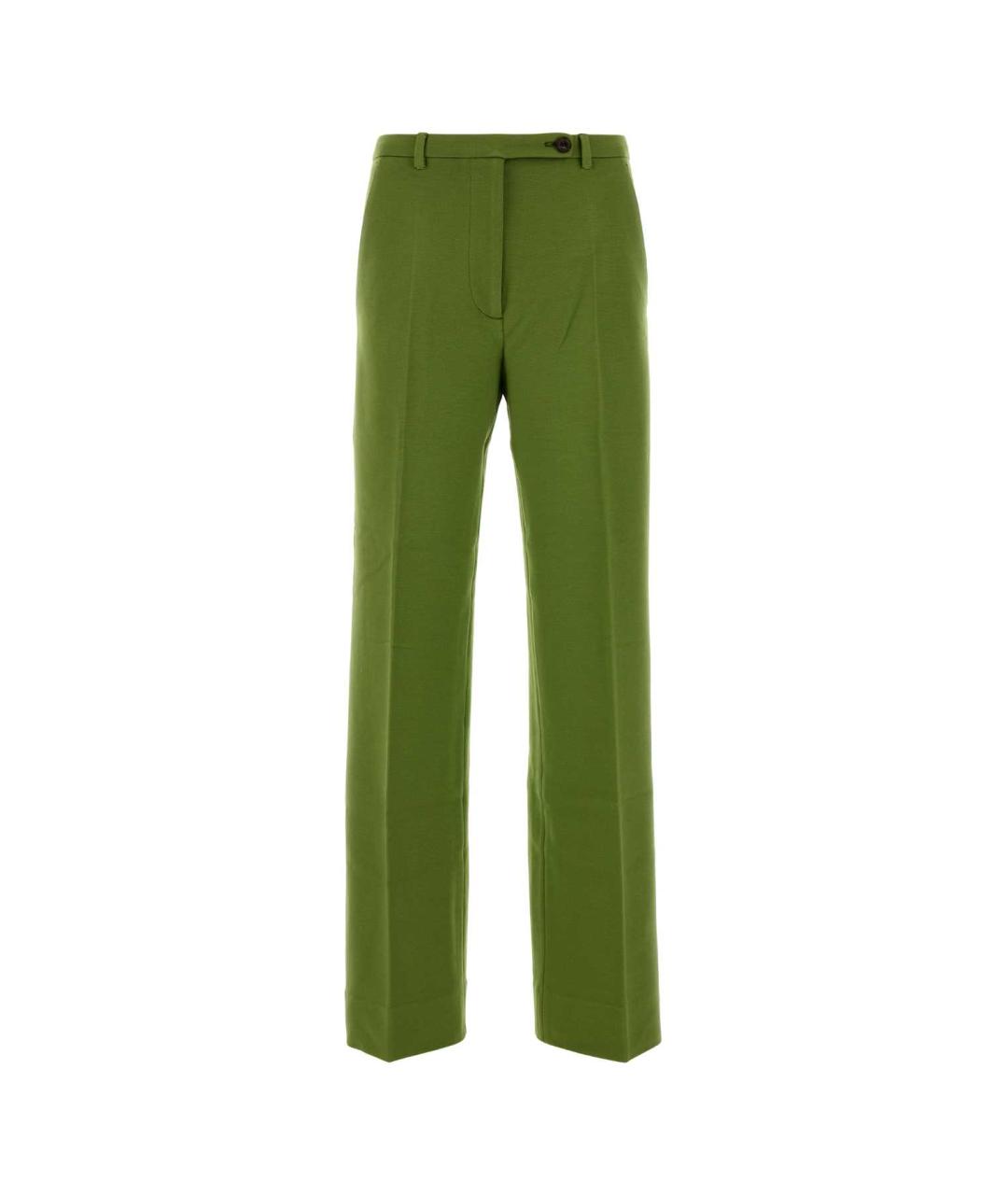 MIU MIU Зеленые вискозные прямые брюки, фото 1