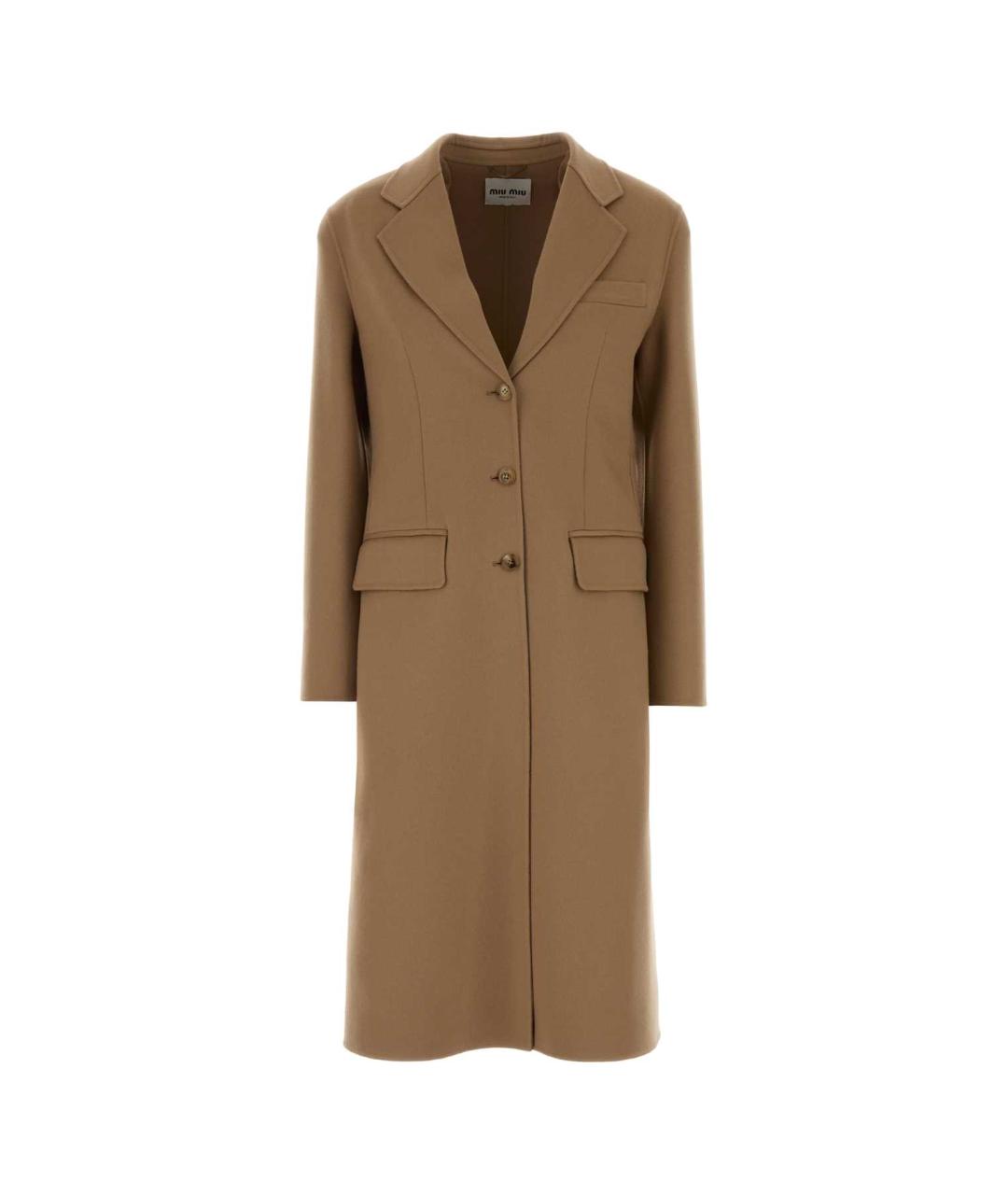 MIU MIU Бежевое шерстяное пальто, фото 1