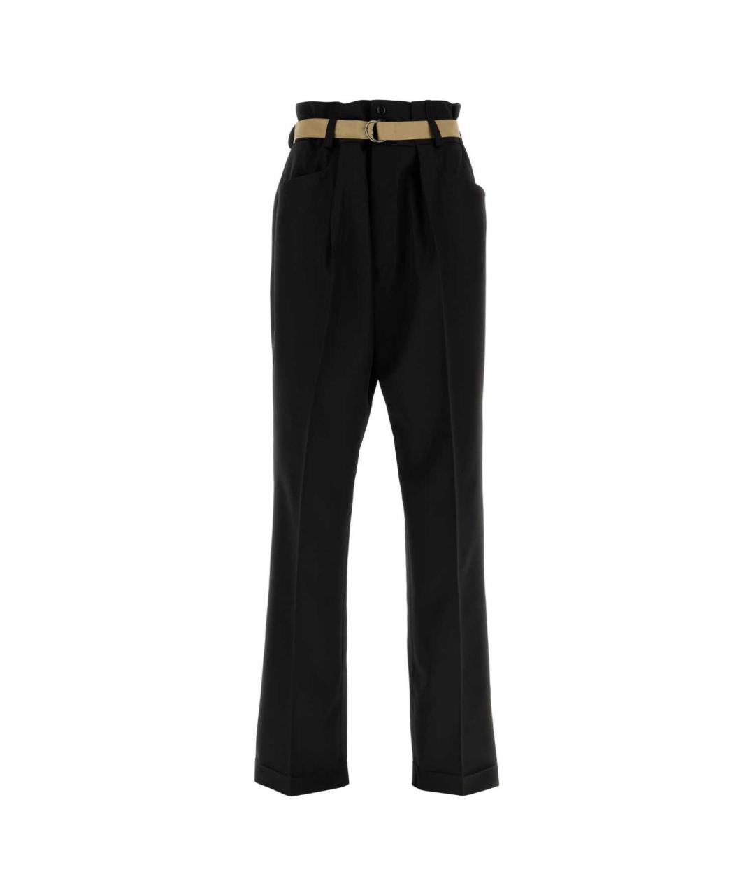 MAISON MARGIELA Черные шерстяные повседневные брюки, фото 1