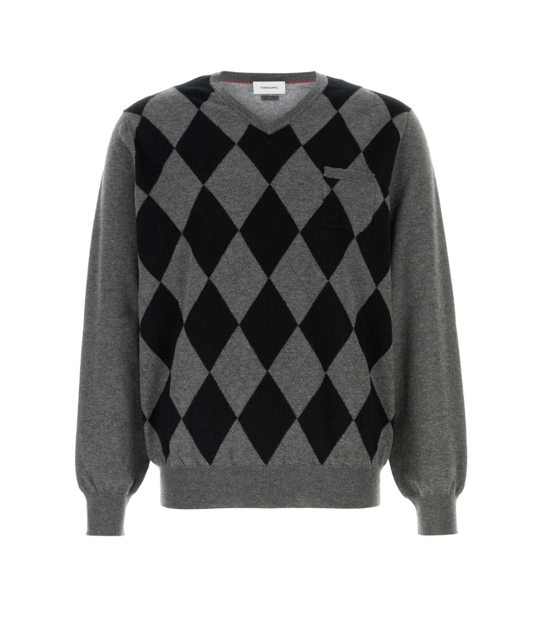 FERRAGAMO Серый шерстяной джемпер / свитер, фото 1