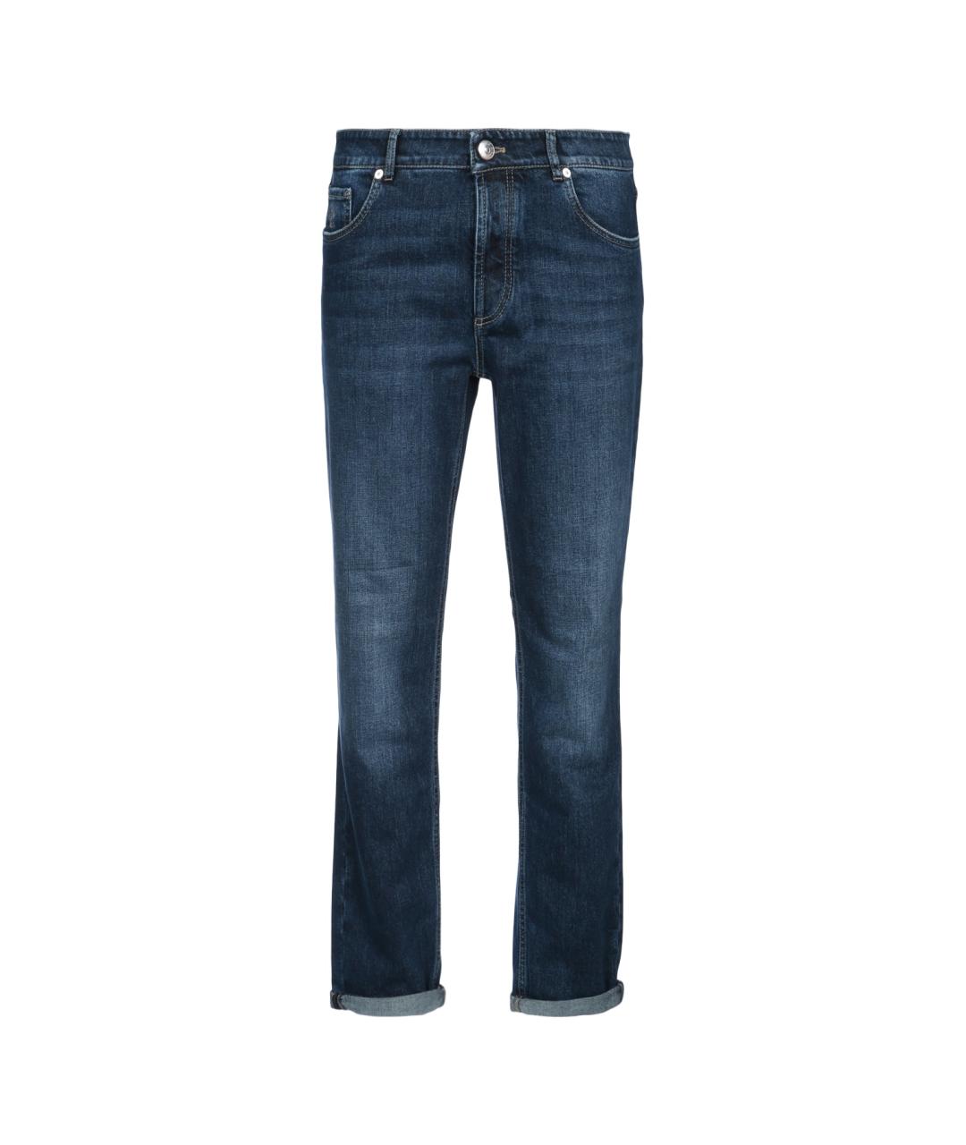 BRUNELLO CUCINELLI Синие хлопковые джинсы скинни, фото 1