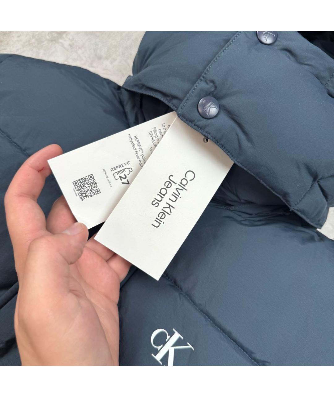 CALVIN KLEIN Темно-синий пуховик, фото 2