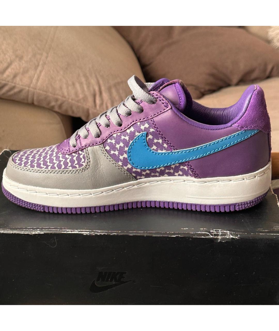 NIKE Фиолетовые кожаные низкие кроссовки / кеды, фото 2