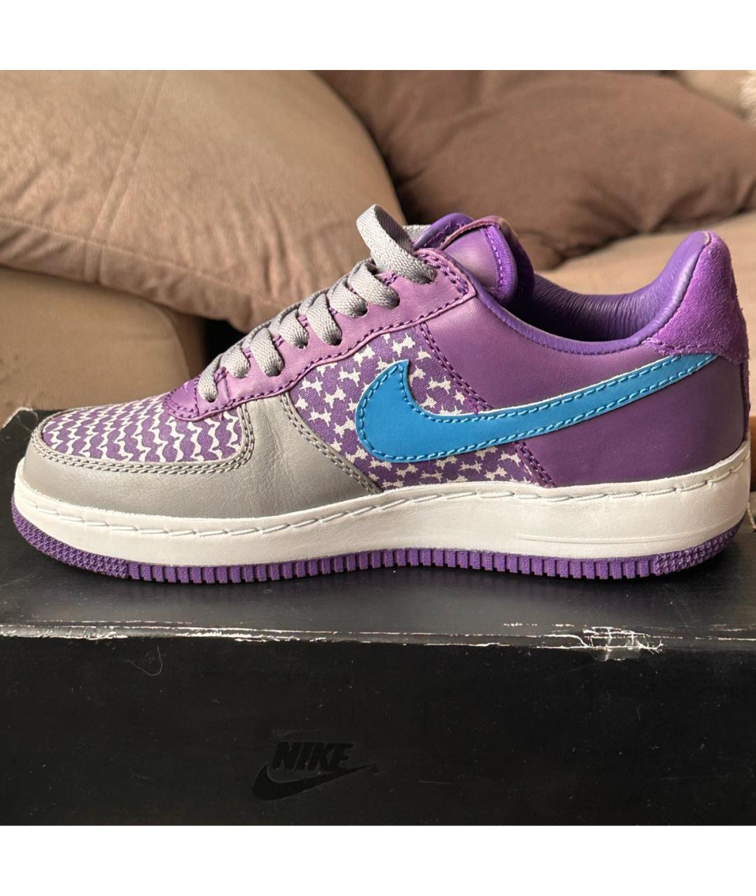 NIKE Фиолетовые кожаные низкие кроссовки / кеды, фото 7