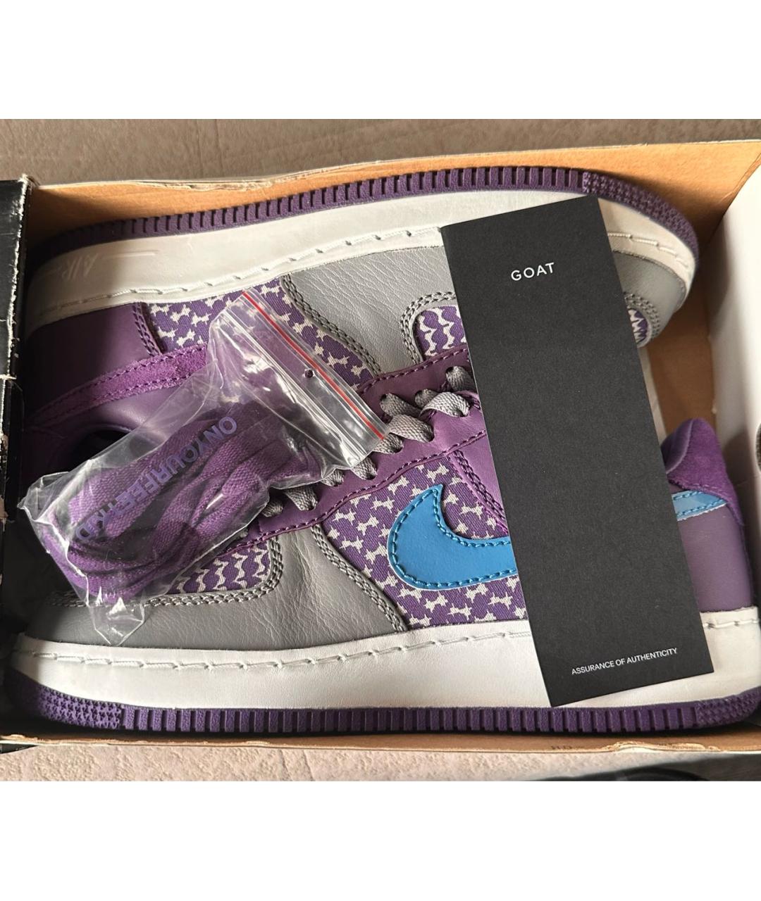 NIKE Фиолетовые кожаные низкие кроссовки / кеды, фото 3