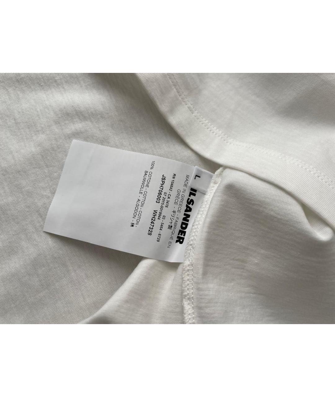 JIL SANDER Белая хлопковая футболка, фото 5